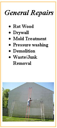 General Repairs: Drywall, Electrical, Garages, Site Prep, Roofing